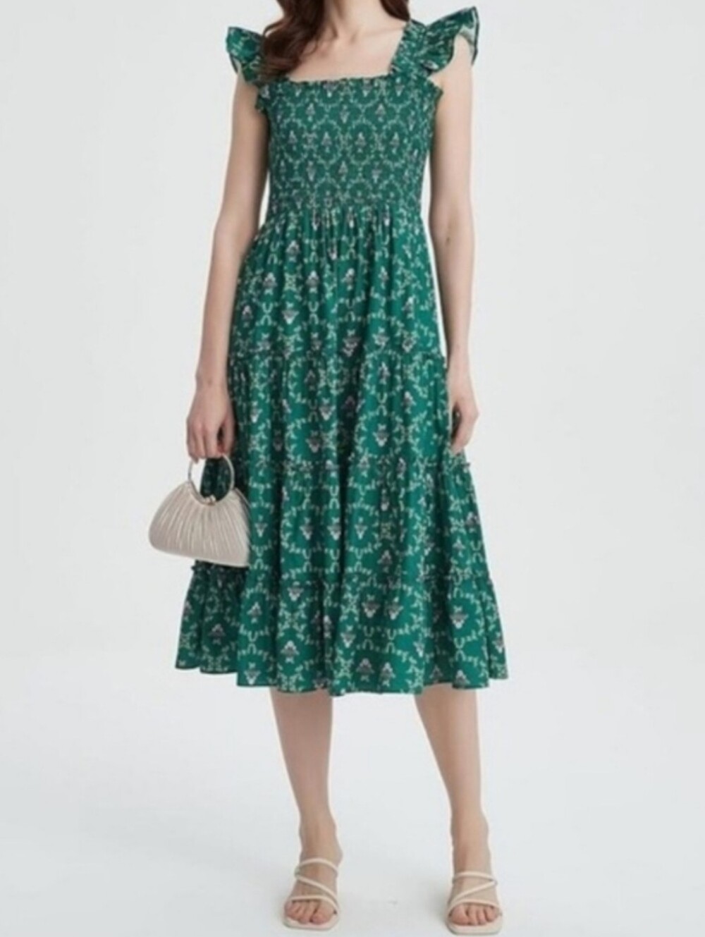 Hill House The Ellie Nap Dress Emerald Trellis Size Small NWT